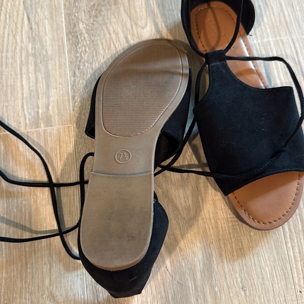 Black Strappy Sandals size 7.5 - Picture 3 of 3